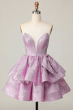 Roxo Claro De Baile/Princesa Plissado Vestidos Cocktail com Arco