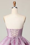 Roxo Claro De Baile/Princesa Plissado Vestidos Cocktail com Arco