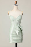 Sage Bodycon Corset Vestido Curto Homecoming com Arco