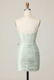 Sage Bodycon Corset Vestido Curto Homecoming com Arco