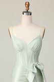 Sage Bodycon Corset Vestido Curto Homecoming com Arco