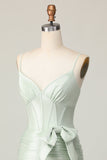 Sage Bodycon Corset Vestido Curto Homecoming com Arco