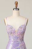Lilás Brilhante Bodycon Espartilho Curto/Mini Vestidos Cocktail