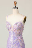 Lilás Brilhante Bodycon Espartilho Curto/Mini Vestidos Cocktail