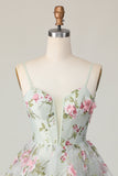 Sálvia Flores Linha-A Espartilho Curto/Mini Vestidos Cocktail