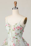 Sálvia Flores Linha-A Espartilho Curto/Mini Vestidos Cocktail