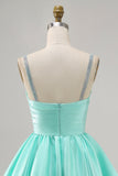 Fuchsia Cetim Uma Linha Vestido Curto Homecoming com Missangas