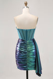 Verde Direto Espartilho Ruched Bodycon Mini Vestido Cocktail
