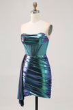 Verde Direto Espartilho Ruched Bodycon Mini Vestido Cocktail