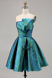 Pavão Metálico Verde Direto Linha-A Mini Vestido Cocktail