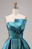 Pavão Metálico Verde Direto Linha-A Mini Vestido Cocktail