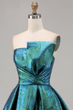 Pavão Metálico Verde Direto Linha-A Mini Vestido Cocktail