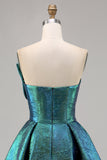 Pavão Metálico Verde Direto Linha-A Mini Vestido Cocktail