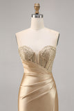 Golden Strapless Corset Bodycon Vestido Curto Homecoming