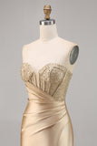 Golden Strapless Corset Bodycon Vestido Curto Homecoming