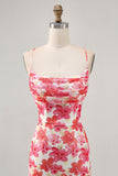 Flor vermelha estampado mini homecoming vestido