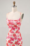 Flor vermelha estampado mini homecoming vestido