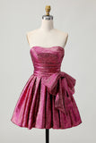 Púrpura Escura De Baile/Princesa Vestidos Cocktail com Plissado