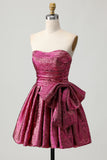 Púrpura Escura De Baile/Princesa Vestidos Cocktail com Plissado