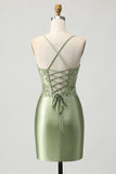 Sálvia Verde Bodycon Lantejoulas Curto/Mini Vestidos Cocktail