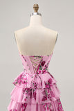 Vestido Rosa Decote Em Coração Espartilho Mini Vestido Cocktail
