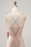 Champanhe Cetim Decote em V Vestido Cocktail com Arco