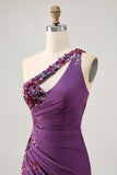 Púrpura Escura Um Ombroo Bodycon Mini Vestido Cocktail