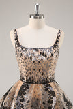 Preto Damasco Sequined Tiered A Line Homecoming Dress