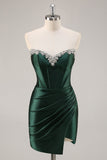 Verde escuro espartilho sem alças bodycon homecoming vestido