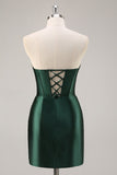 Verde escuro espartilho sem alças bodycon homecoming vestido
