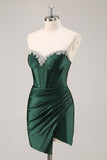 Verde escuro espartilho sem alças bodycon homecoming vestido