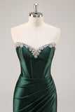 Verde escuro espartilho sem alças bodycon homecoming vestido