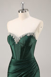 Verde escuro espartilho sem alças bodycon homecoming vestido