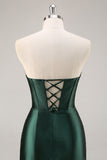 Verde escuro espartilho sem alças bodycon homecoming vestido