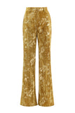 Sparkly amarelo pico lapela 2 peças mulheres ternos de baile com mangas