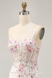 Sparkly preto rosa flor bodycon espartilho curto homecoming vestido com sequins