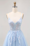 Azul brilhante A-line Tulle Sequins Vestido Curto Homecoming com renda para trás