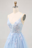 Azul brilhante A-line Tulle Sequins Vestido Curto Homecoming com renda para trás