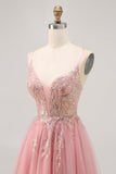 Sparkly Blush A-line Tulle Sequins Vestido Curto Homecoming com Lace Up Back