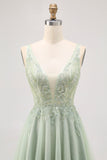 Verde A-line Tule Backless frisado vestido curto Homecoming com lantejoulas
