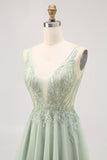 Verde A-line Tule Backless frisado vestido curto Homecoming com lantejoulas