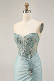 Cinzento Verde Bodycon Strapless Homecoming Dress com Sequins