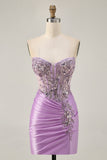 Cinzento Verde Bodycon Strapless Homecoming Dress com Sequins