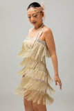 Paetês pretas Gatsby Bodycon Vestido curto dos anos 1920 com franjas