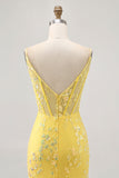 Espartilho amarelo floral apertado vestido curto Homecoming com lantejoulas