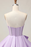 Sparkly Purple A-Line Strapless Sequins Vestido Curto Homecoming com Arco