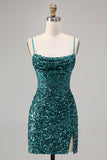 Corset Cinza Azul Bodycon Vestido Homecoming Sequin