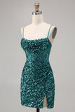 Corset Cinza Azul Bodycon Vestido Homecoming Sequin