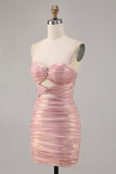 Blush Cut out Ruched Tight Homecoming Vestido