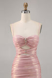 Blush Cut out Ruched Tight Homecoming Vestido
